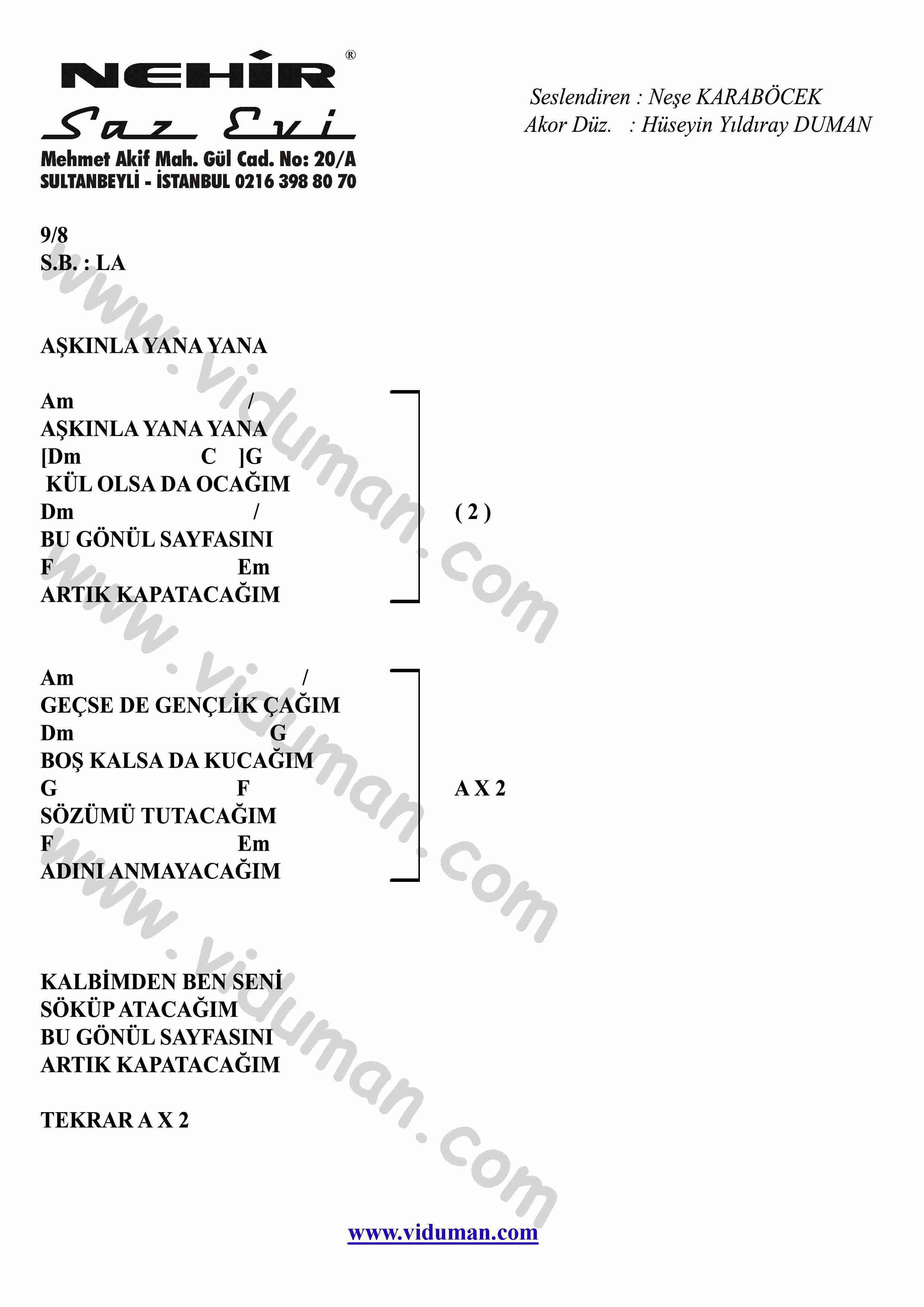 Askinla Yana Yana-Gitar-Ritim-Akorlari