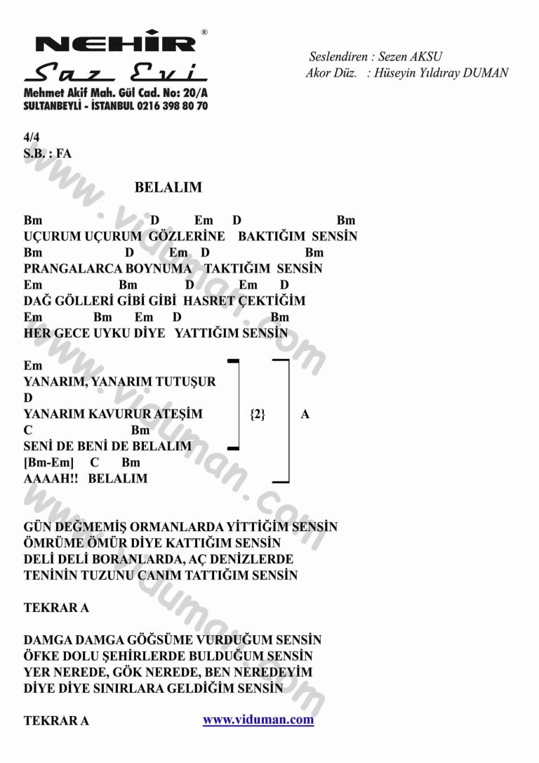 Belalim-Gitar-Ritim-Akorlari
