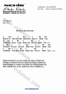 Bitliste Bes Minare-Gitar-Ritim-Akorlari