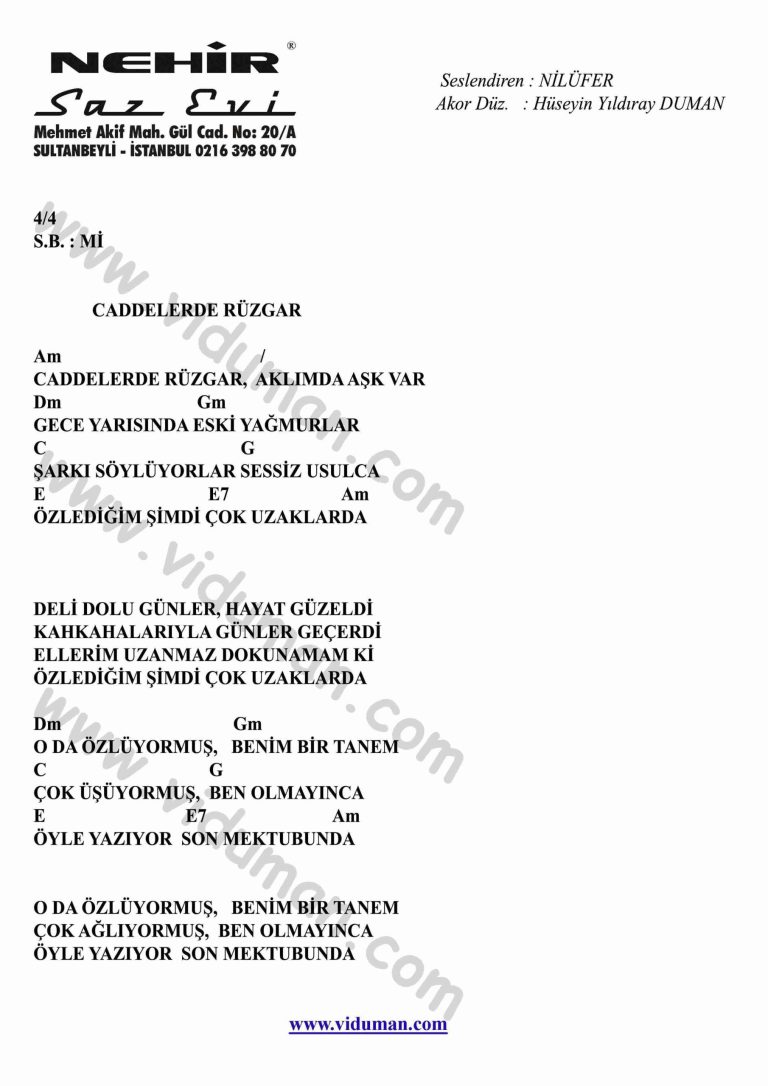 Caddelerde Ruzgar-Gitar-Ritim-Akorlari