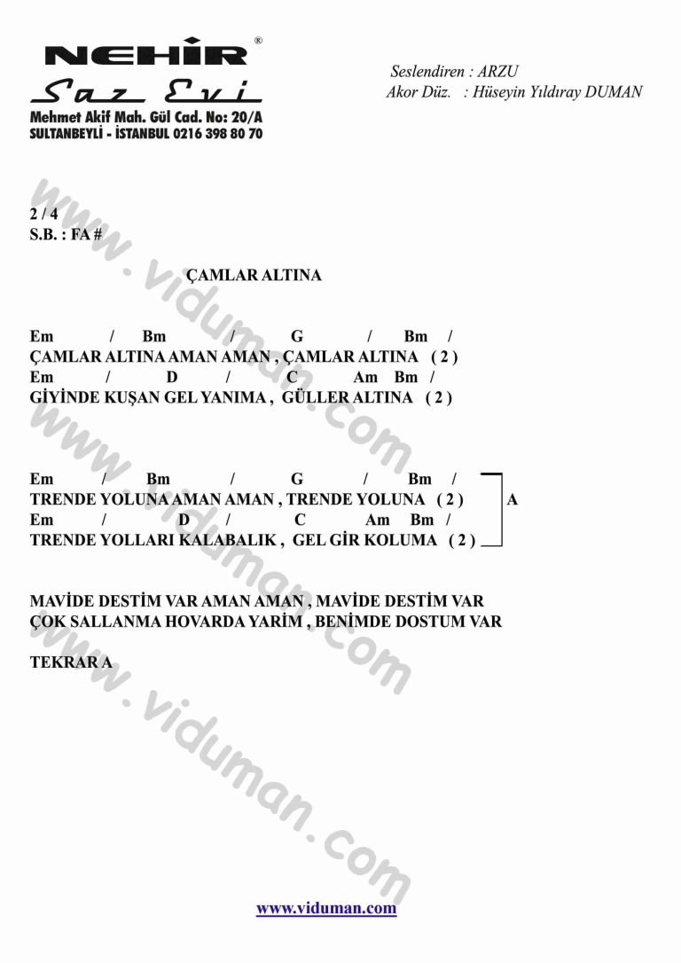 Camlar Altina-Gitar-Ritim-Akorlari