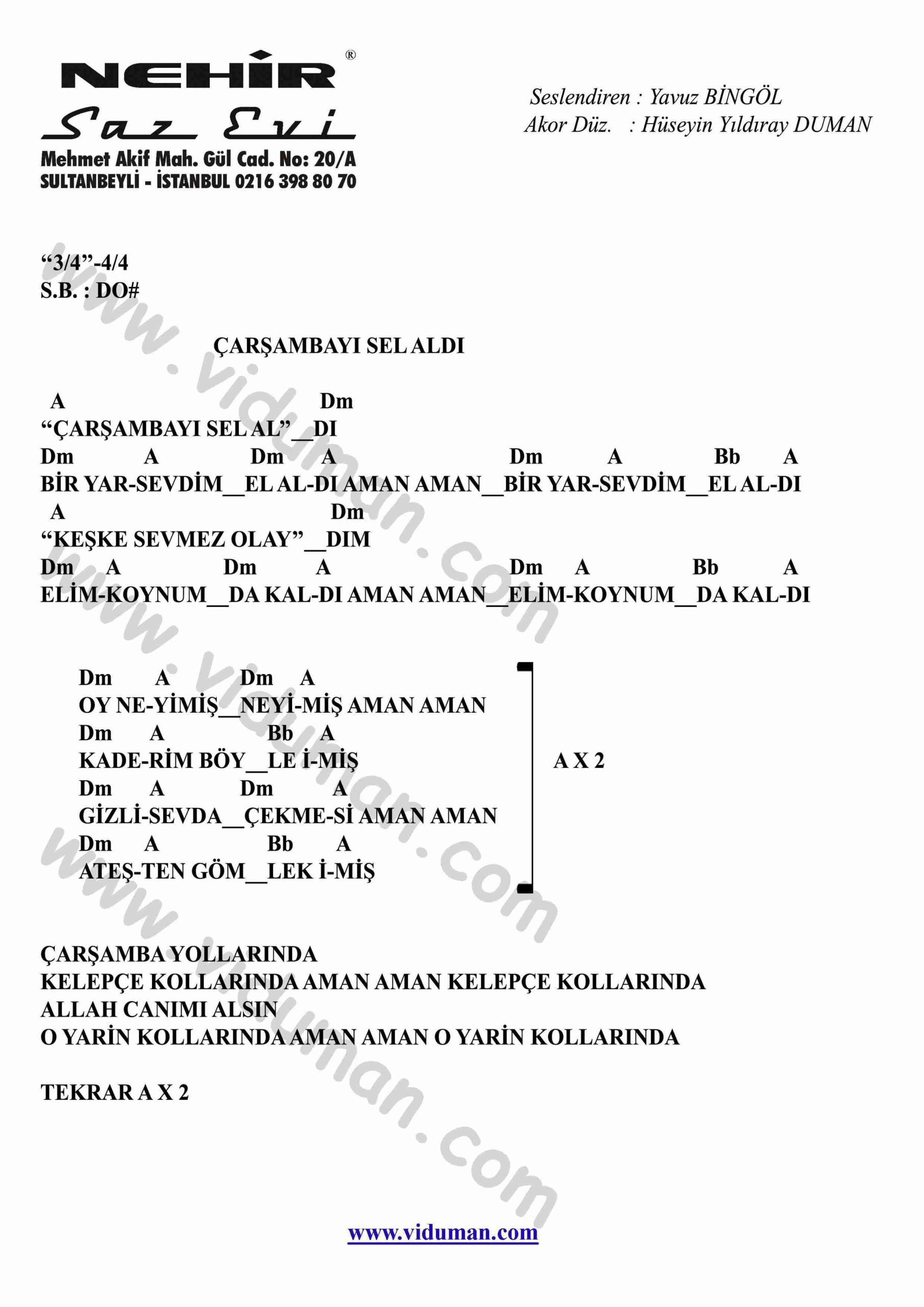 Carsambayi Sel Aldi Ritim Gitar Akorlari Huseyin Yildiray Duman Istanbul Sultanbeyli Muzik Aletleri Ve Dersleri