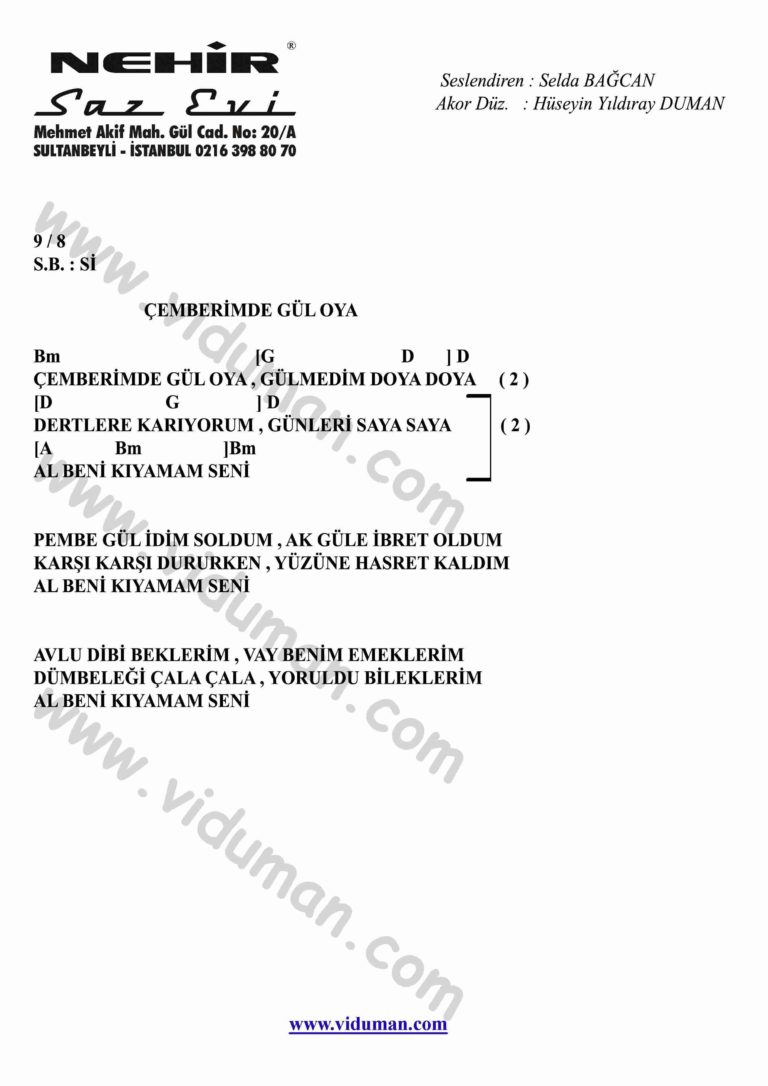 Cemberimde Gul Oya-Gitar-Ritim-Akorlari