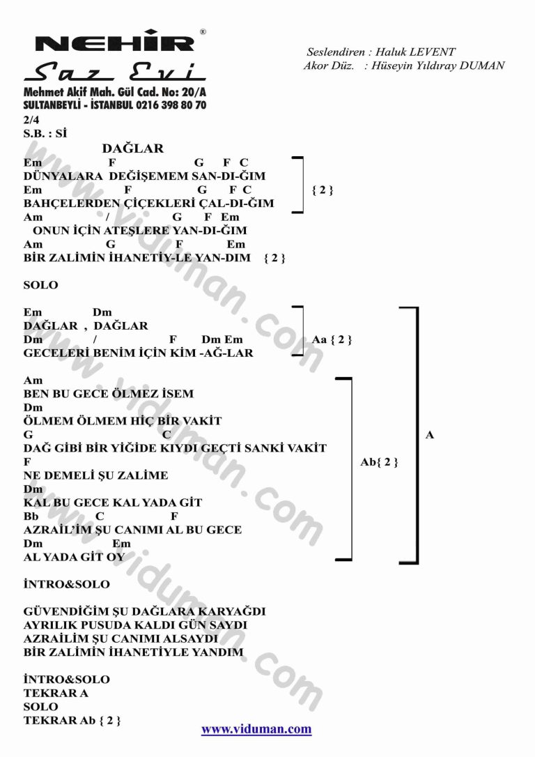 Daglar-Gitar-Ritim-Akorlari