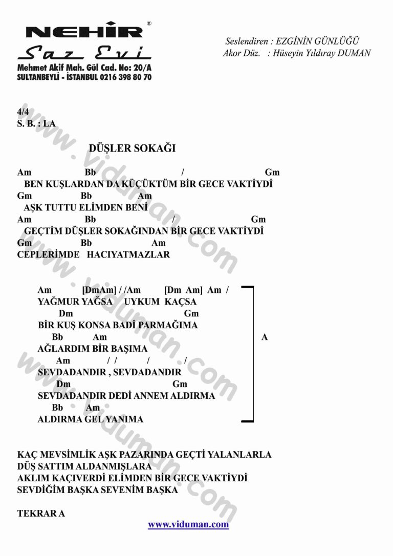 Dusler Sokagi-Gitar-Ritim-Akorlari