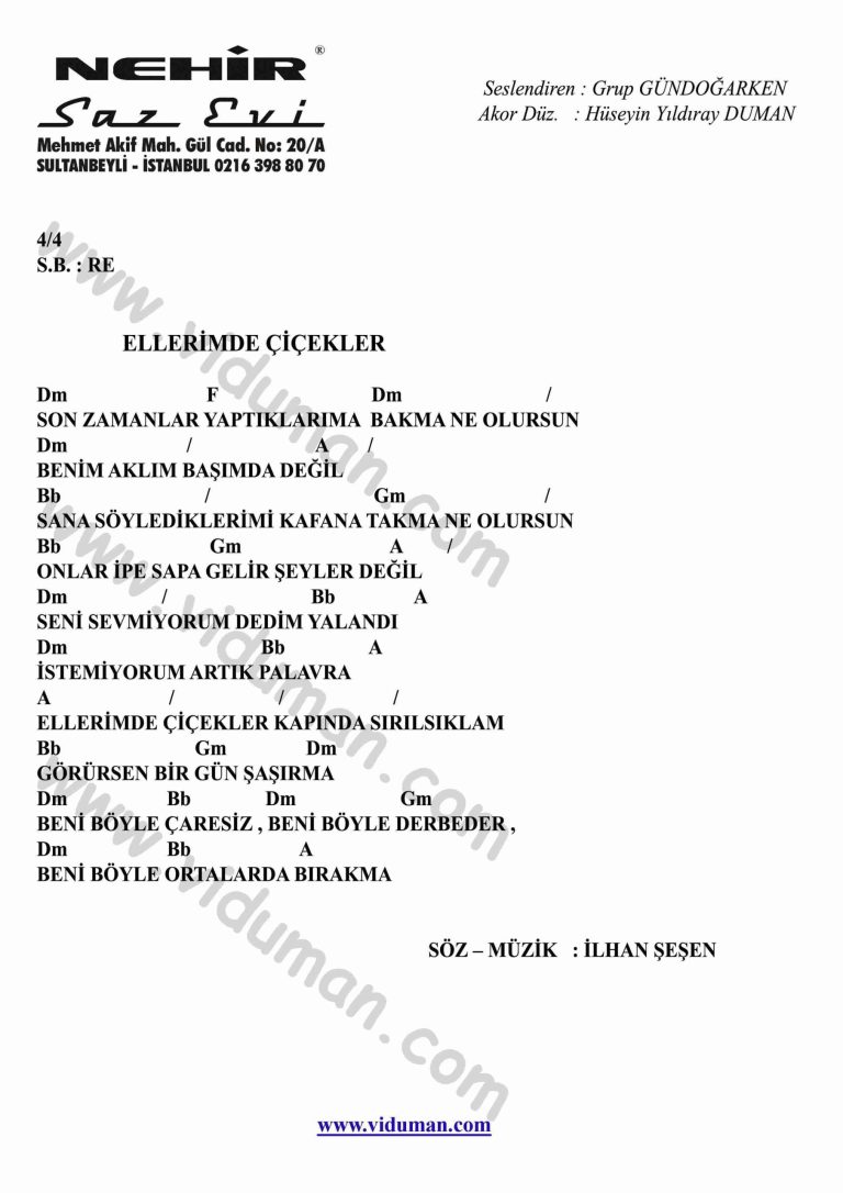 Ellerimde Cicekler-Gitar-Ritim-Akorlari