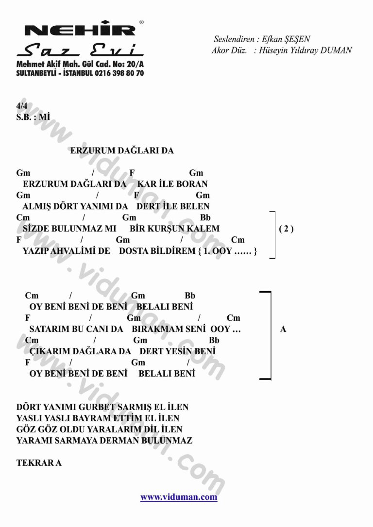 Erzurum Daglari Da-Gitar-Ritim-Akorlari