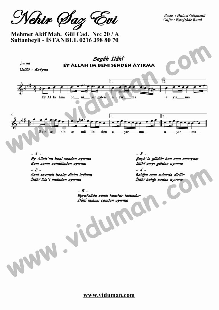 Ey Allahim Beni Senden Ayirma-Ney-Ilahi-Notalari