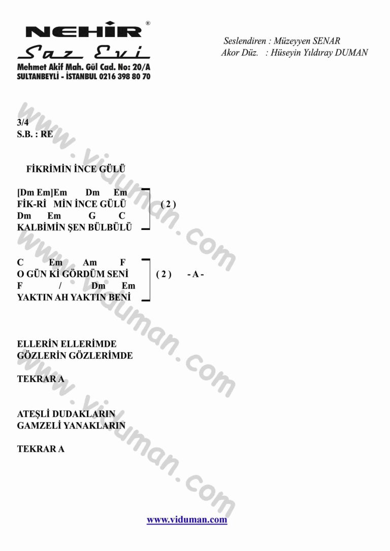 Fikrimin Ince Gulu-Gitar-Ritim-Akorlari