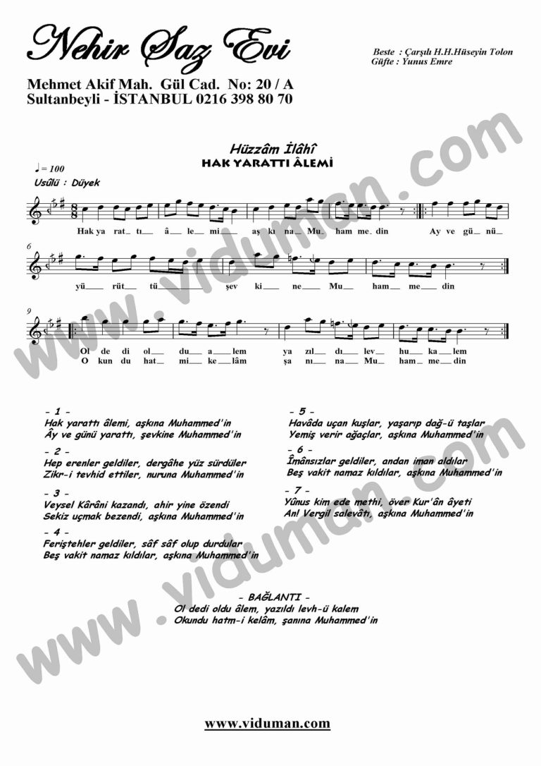 Hak Yaratti Alemi-Ney-Ilahi-Notalari