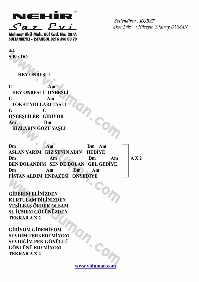 Hey Onbesli-Gitar-Ritim-Akorlari