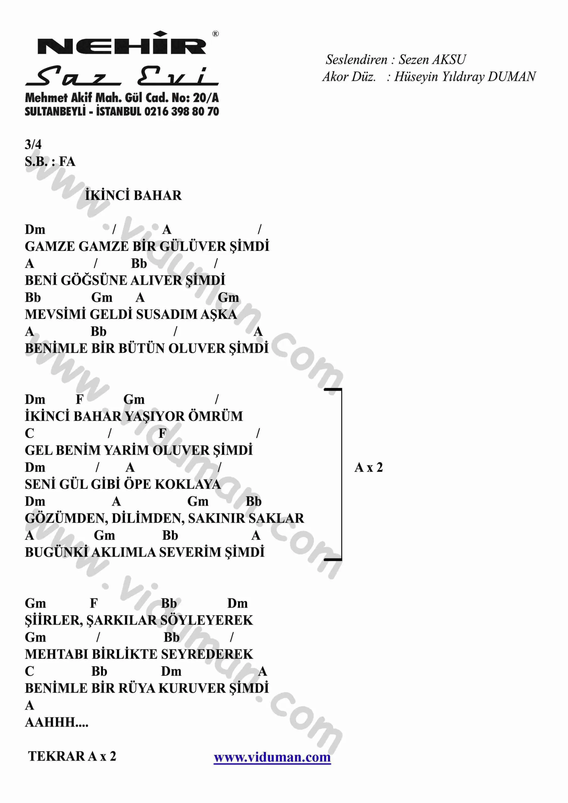 Ikinci Bahar-Gitar-Ritim-Akorlari