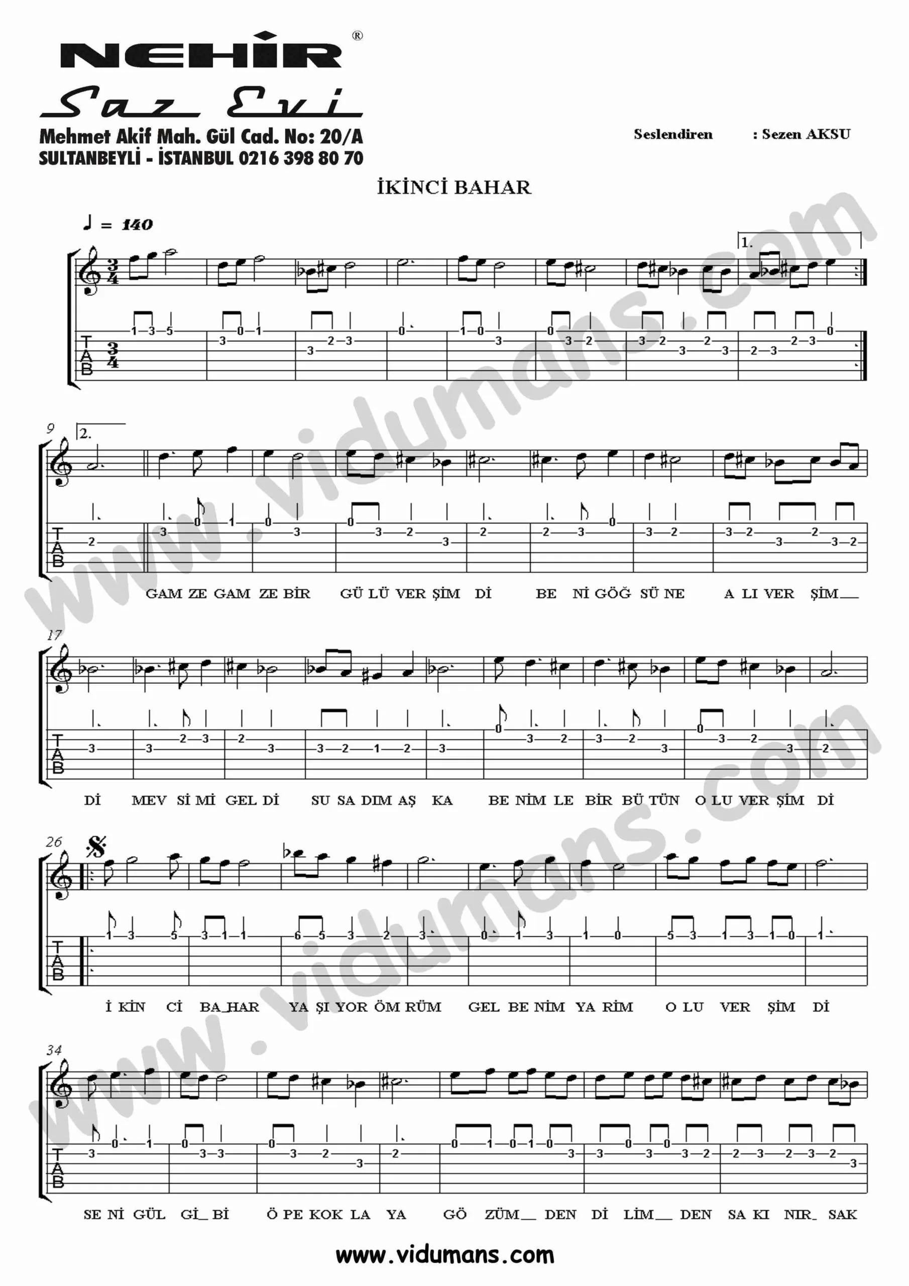 Ikinci Bahar_1-Gitar-Tab-Solo-Notalari