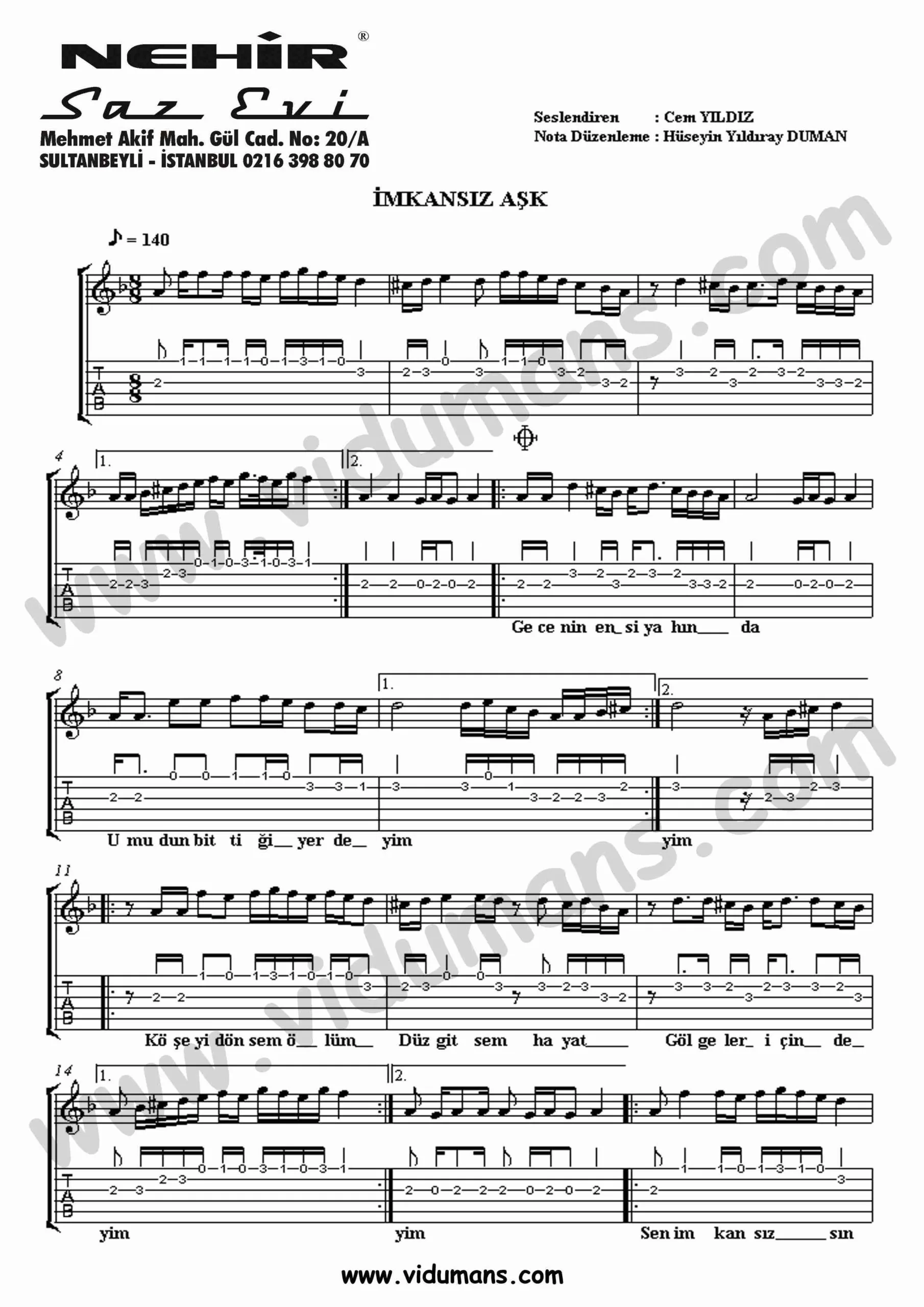 Imkansiz Ask_1-Gitar-Tab-Solo-Notalari