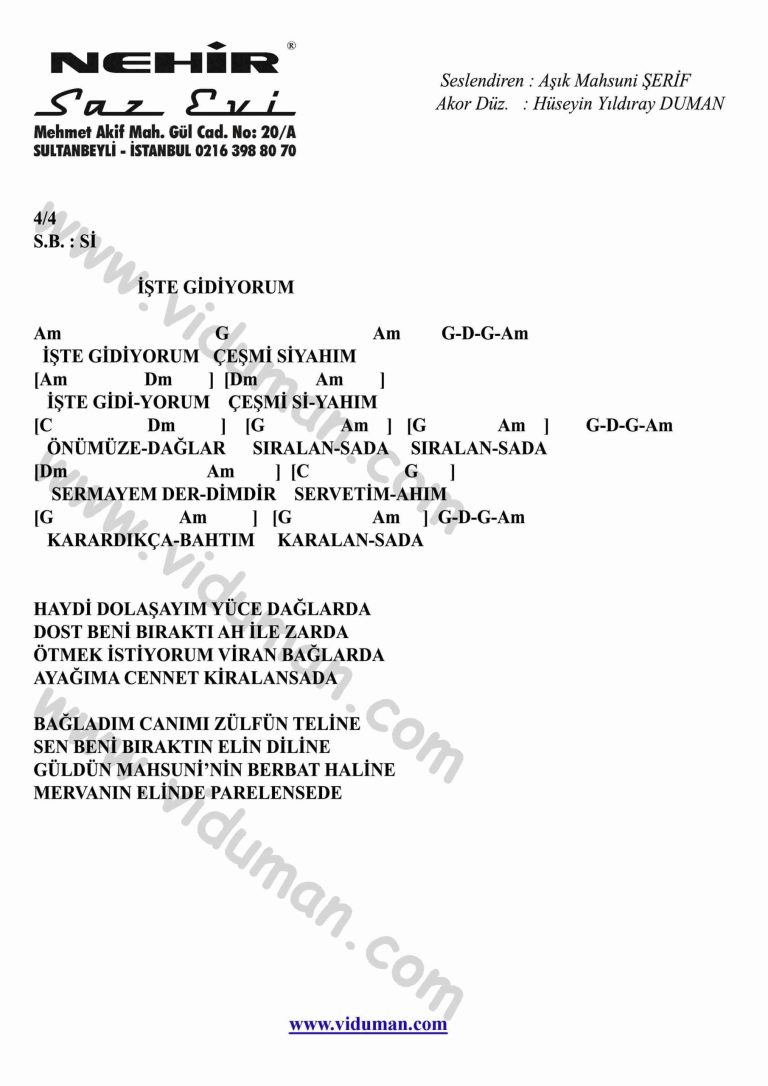 Iste Gidiyorum-Gitar-Ritim-Akorlari