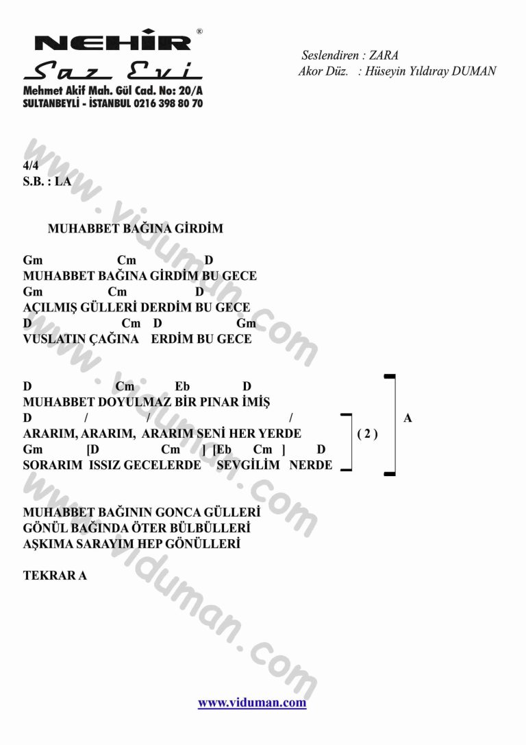 Muhabbet Bagina Girdim-Gitar-Ritim-Akorlari