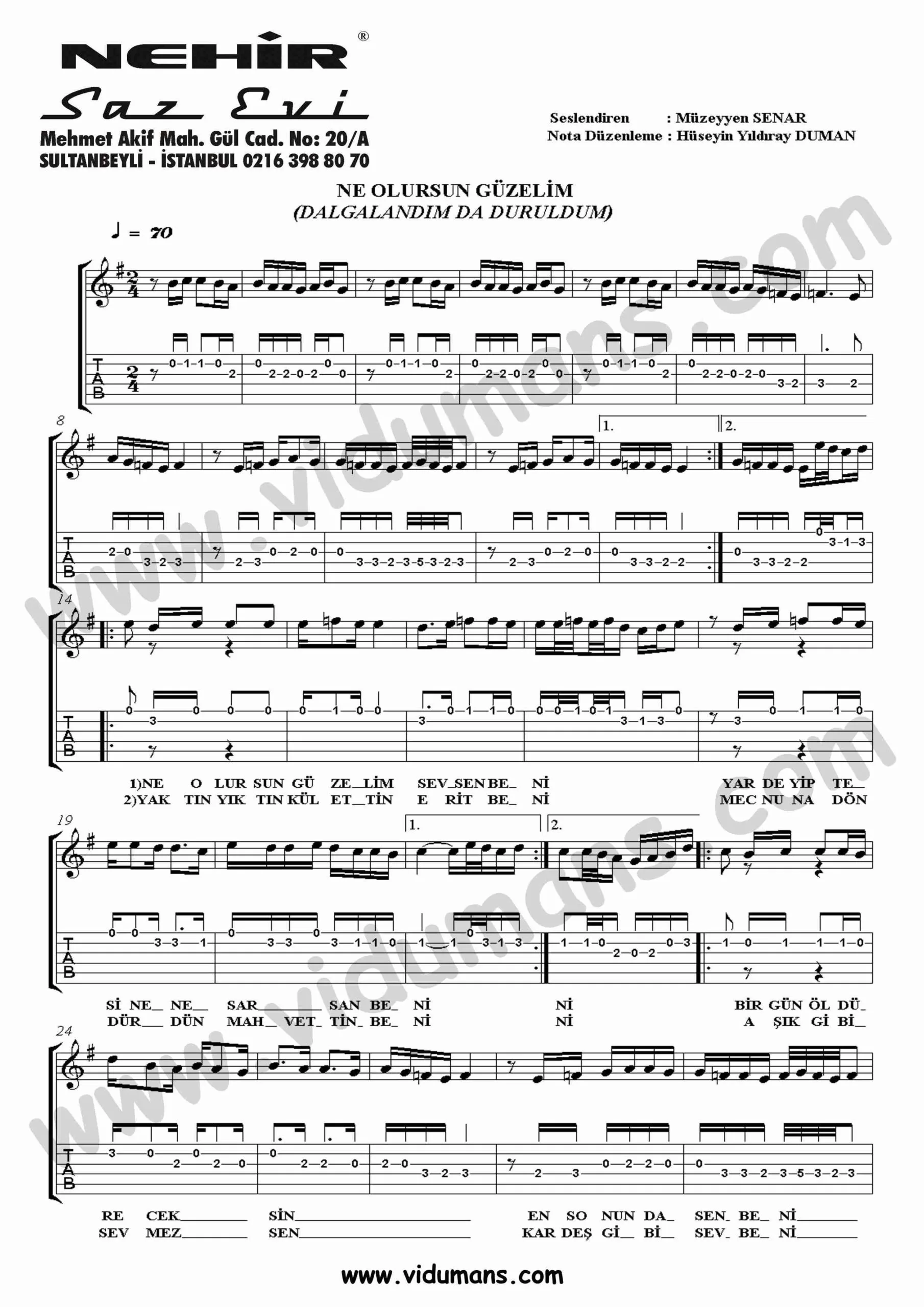 Ne Olursun Guzelim_1-Gitar-Tab-Solo-Notalari
