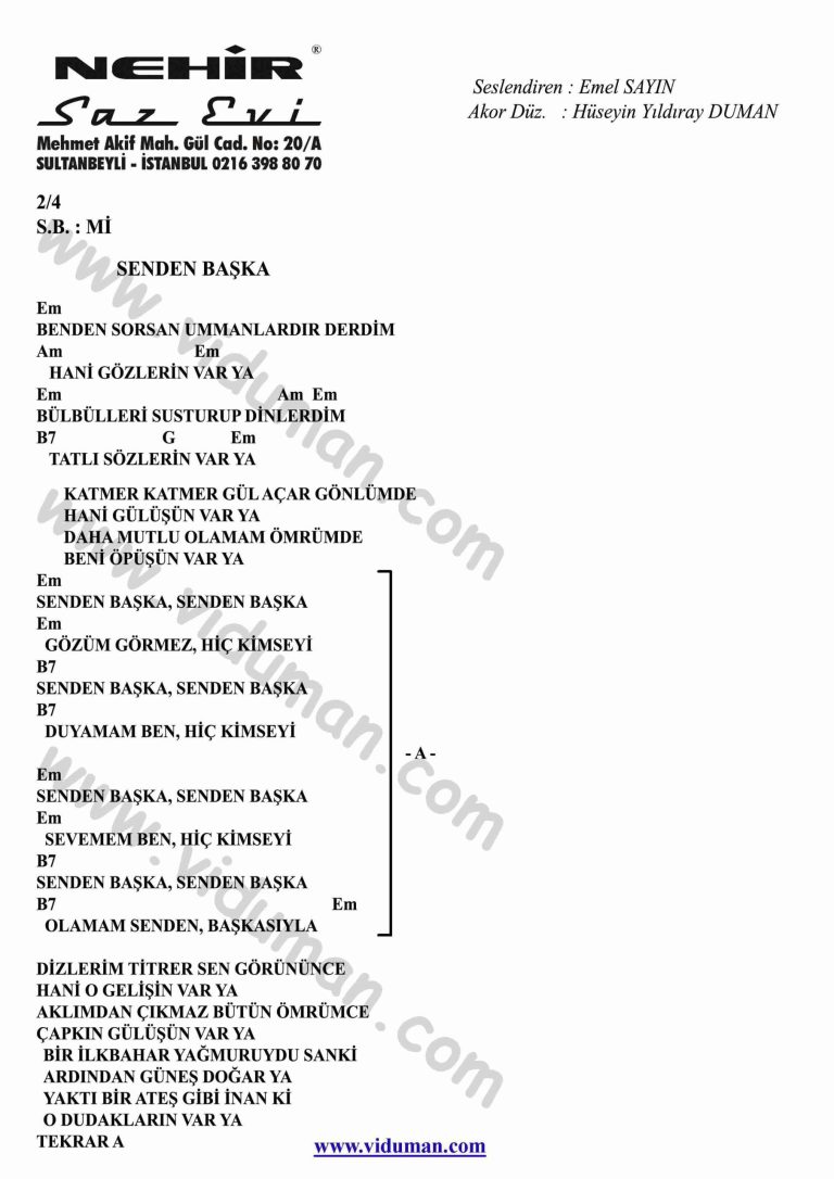 Senden Baska-Gitar-Ritim-Akorlari
