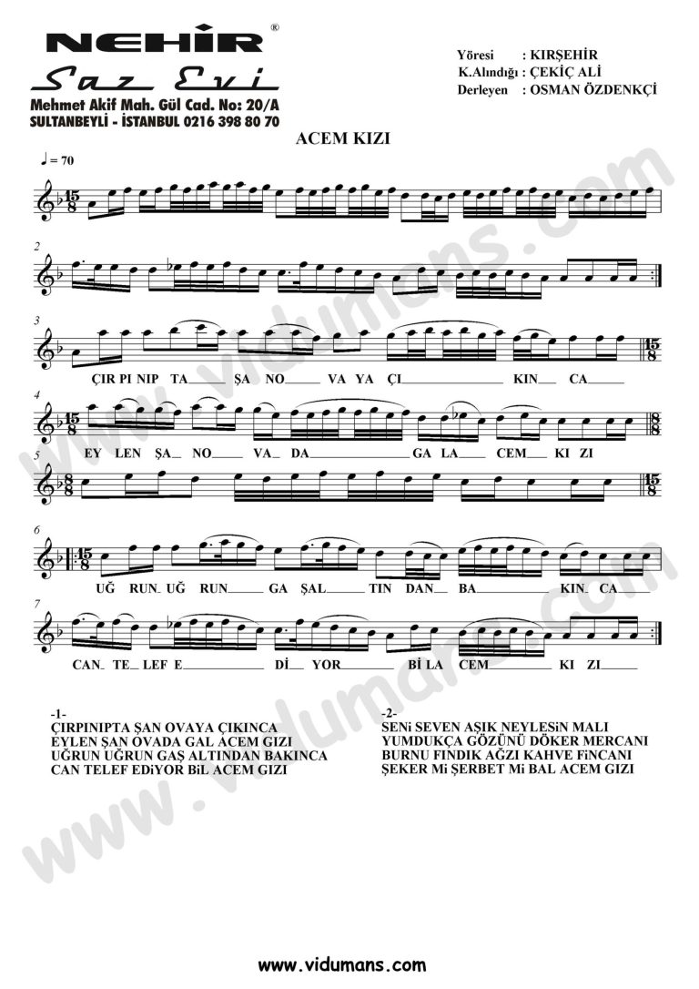 Acem-Kizi-Baglama-Saz-Turku-Notalari