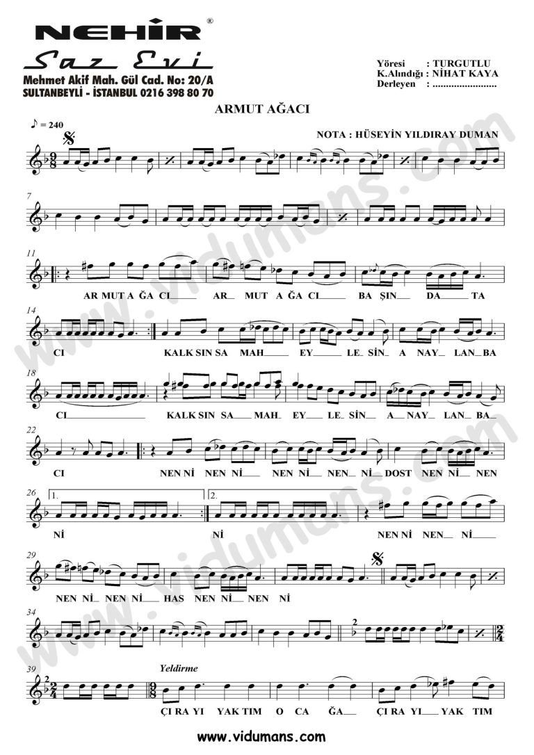 Armut Agaci_1-Baglama-Saz-Notalari