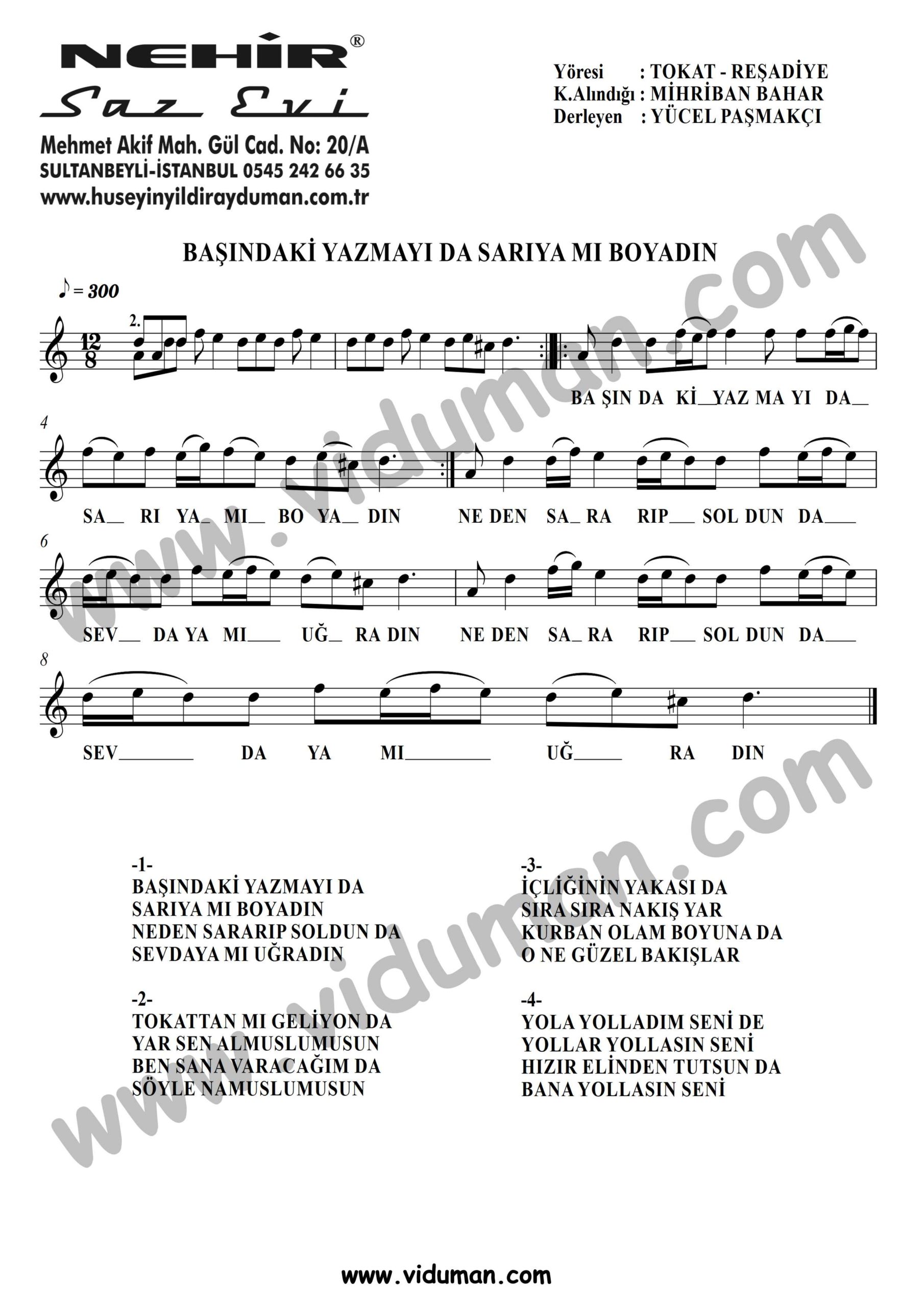 Basindaki Yazmayida Sariya Mi Boyadin