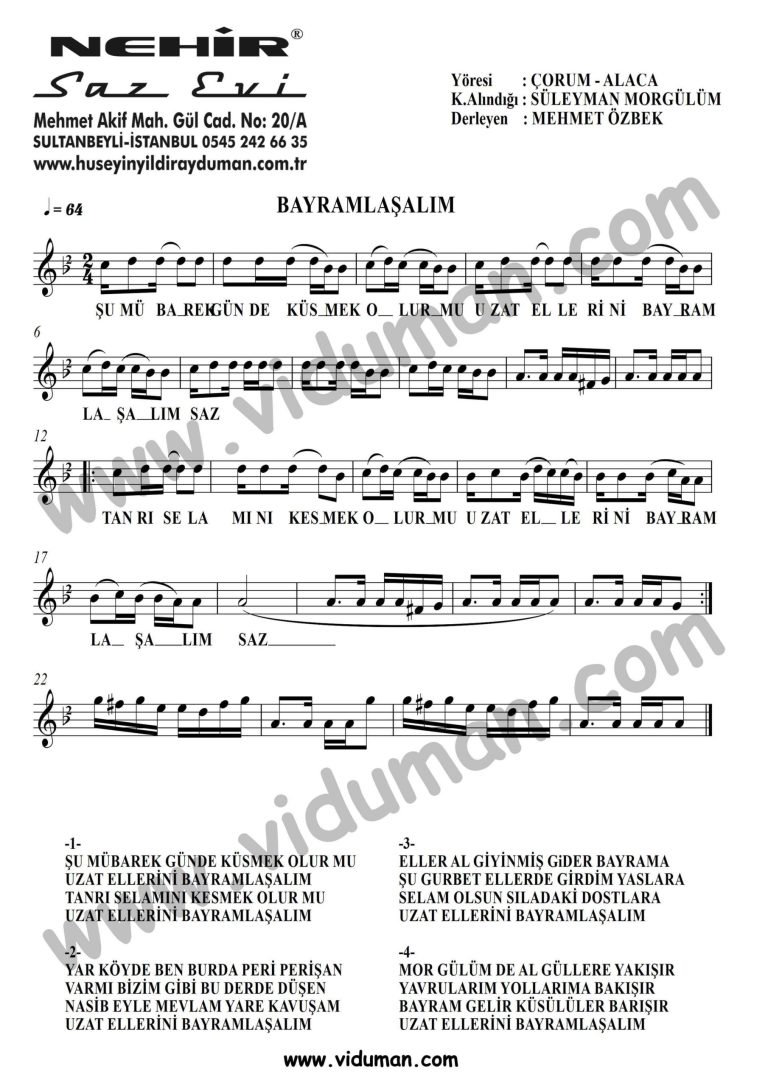 Bayramlasalim-Baglama-Saz-Notalari