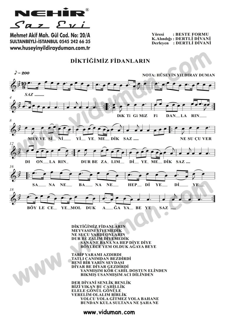 Diktigimiz Fidanlarin-Balgama-Saz-Notalari