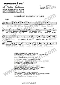 Gam Elinden Benim Zulfu Siyahim-Baglama-Saz-Notalari