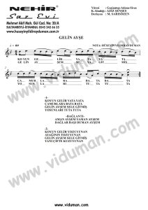 Gelin Ayse-Baglama-Saz-Notalari