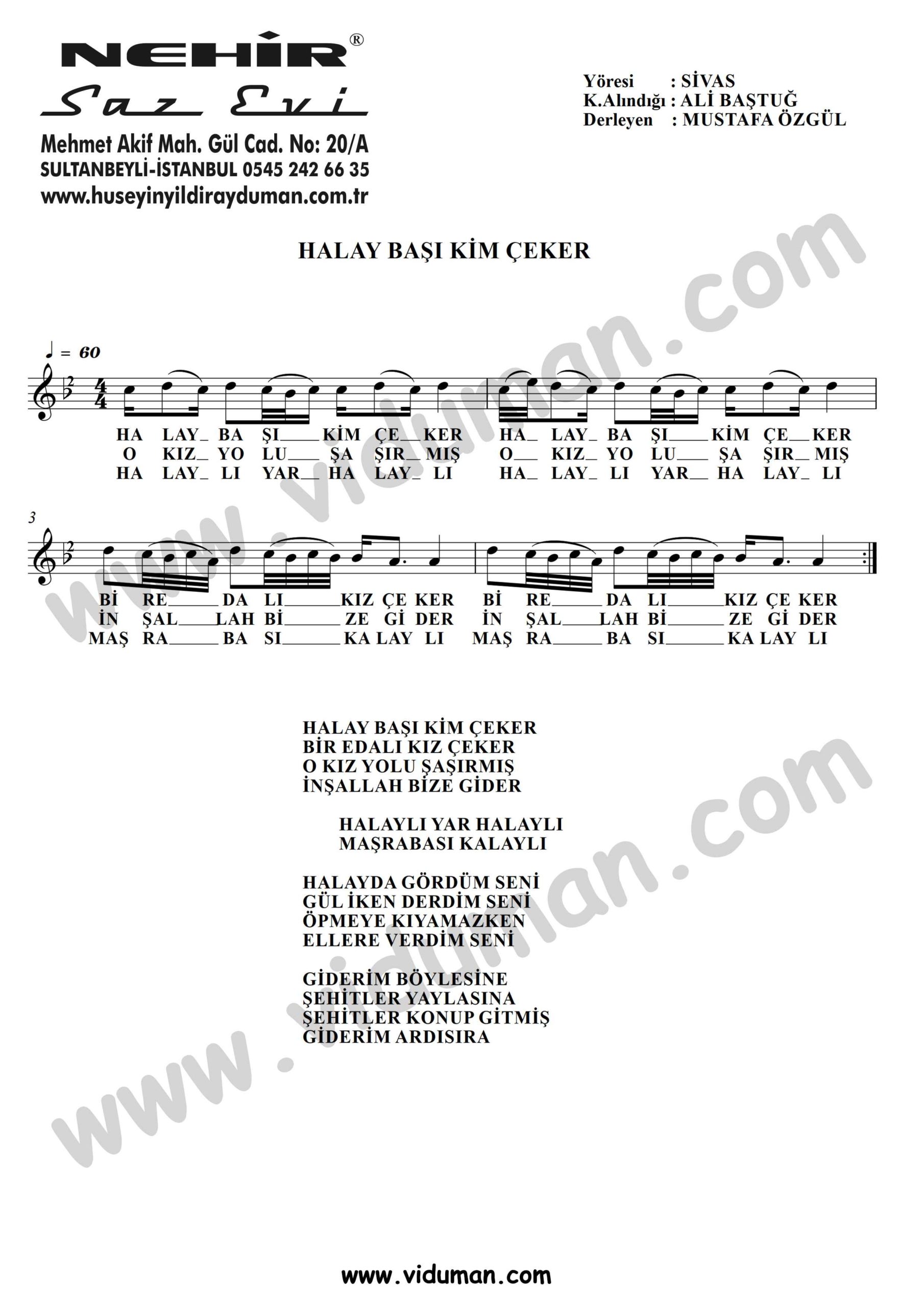 Halay Basi Kim Ceker-Baglama-Saz-Turku-Notalari