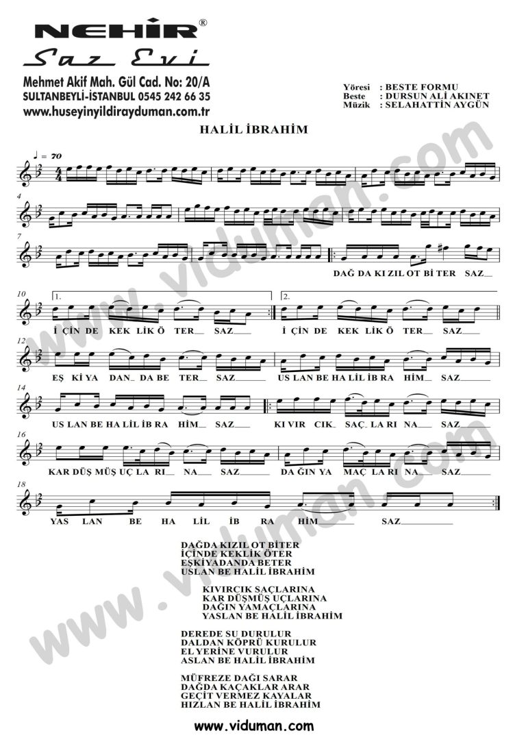 Halil Ibrahim-Baglama-Saz-Turku-Notalari