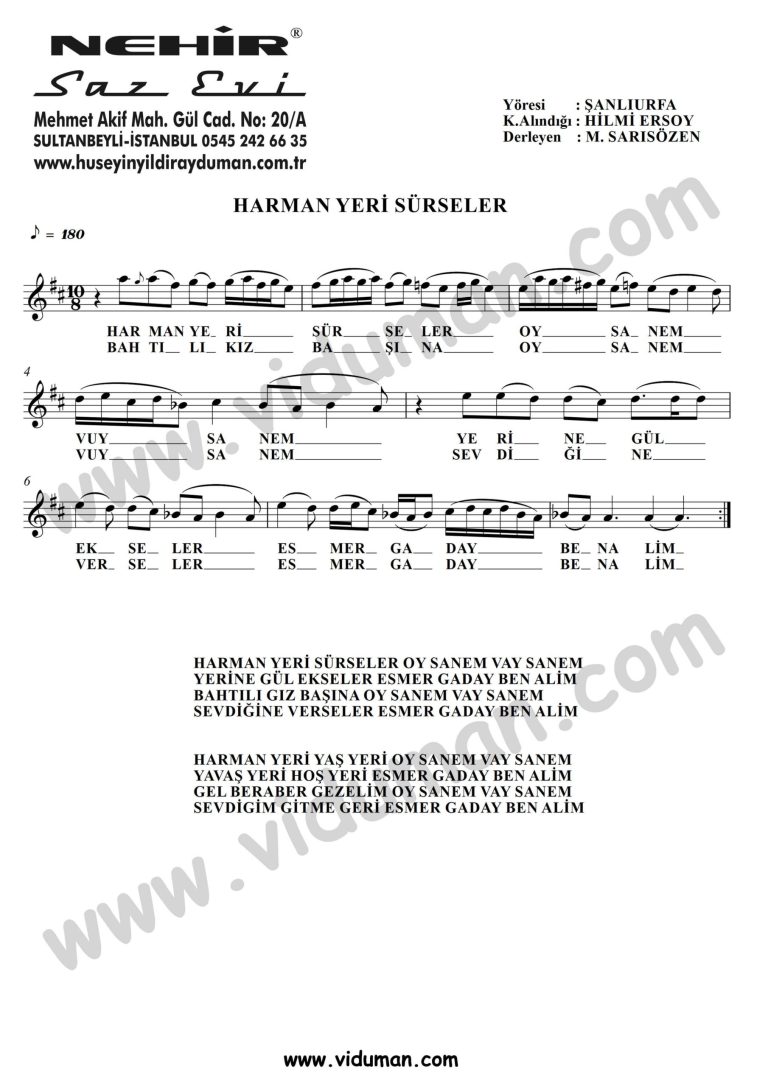 Harman Yeri Surseler-Baglama-Saz-Turku-Notalari