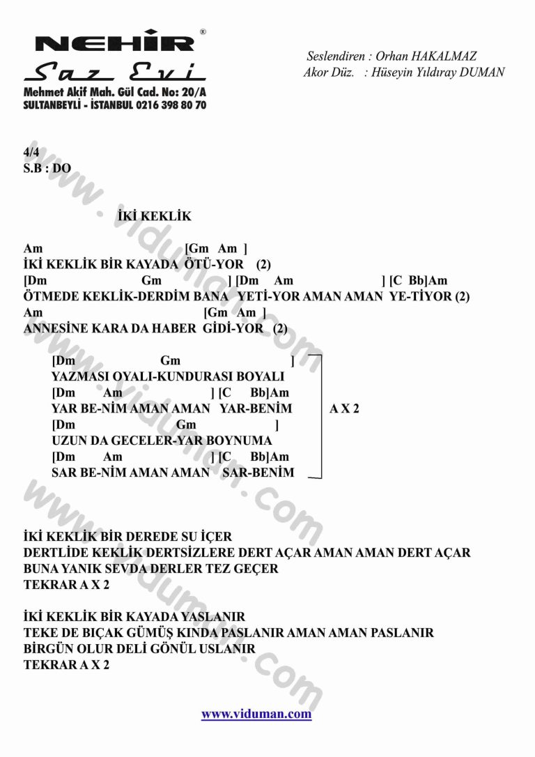 Iki-Keklik-Ritim-Gitar-Akorlari
