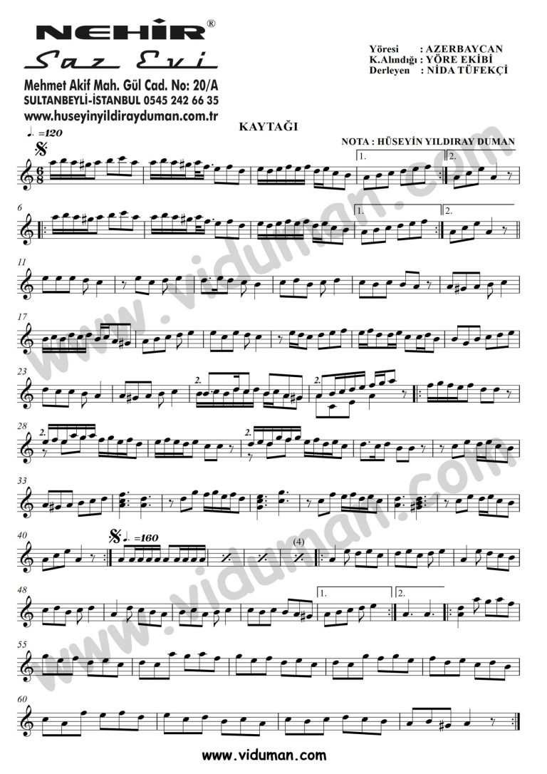 Kaytagi La-Baglama-Saz-Turku-Turku Notalari