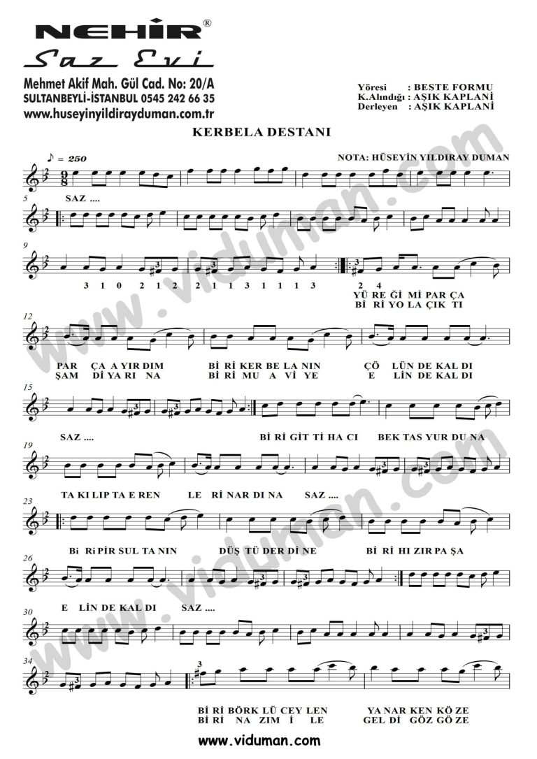 Kerbela Destani_1-Baglama-Saz-Turku Notalari