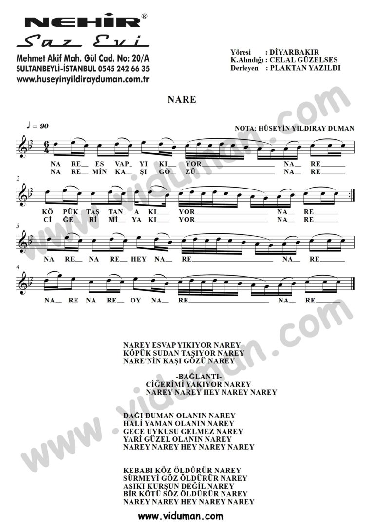 Nare-Baglama-Saz-Turku-Notalari