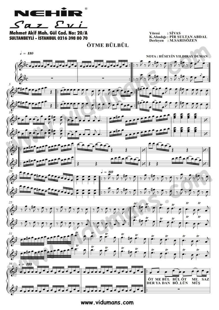 Otme Bulbul_1-Baglama-Saz-Turku-Notalari