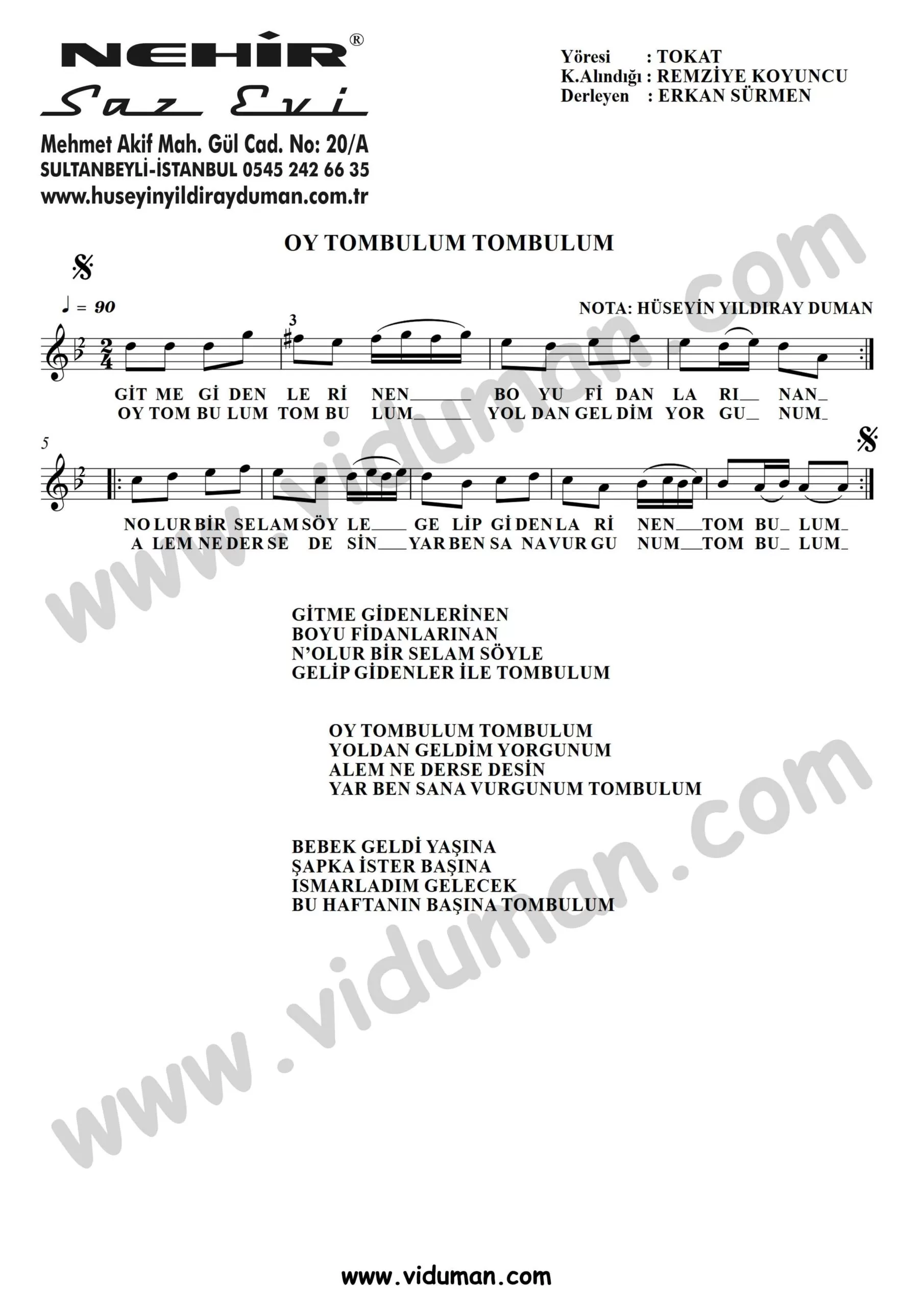 Oy Tombulum Tombulum-Baglama-Saz-Turku-Notalari