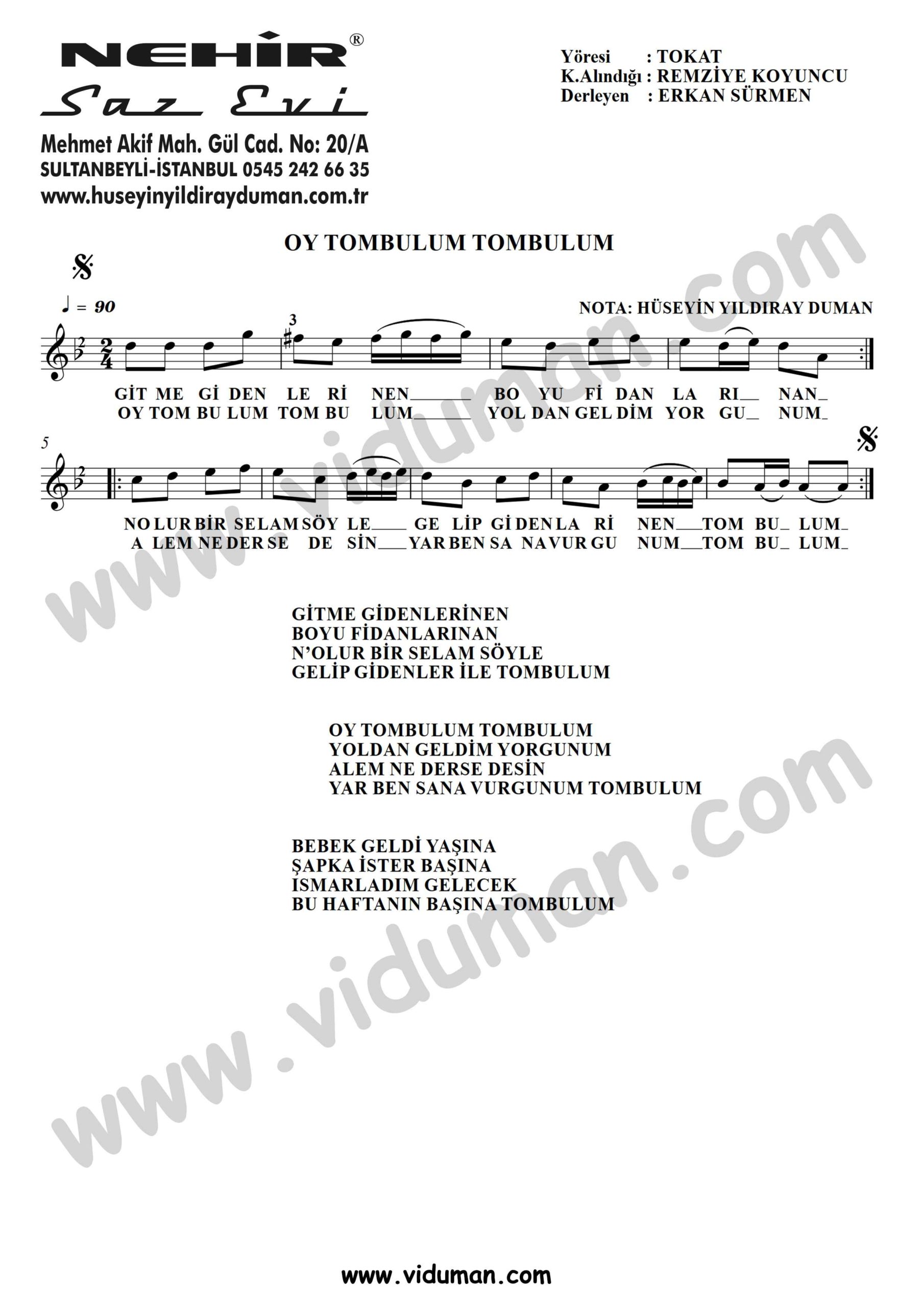 Oy Tombulum Tombulum-Baglama-Saz-Turku-Notalari