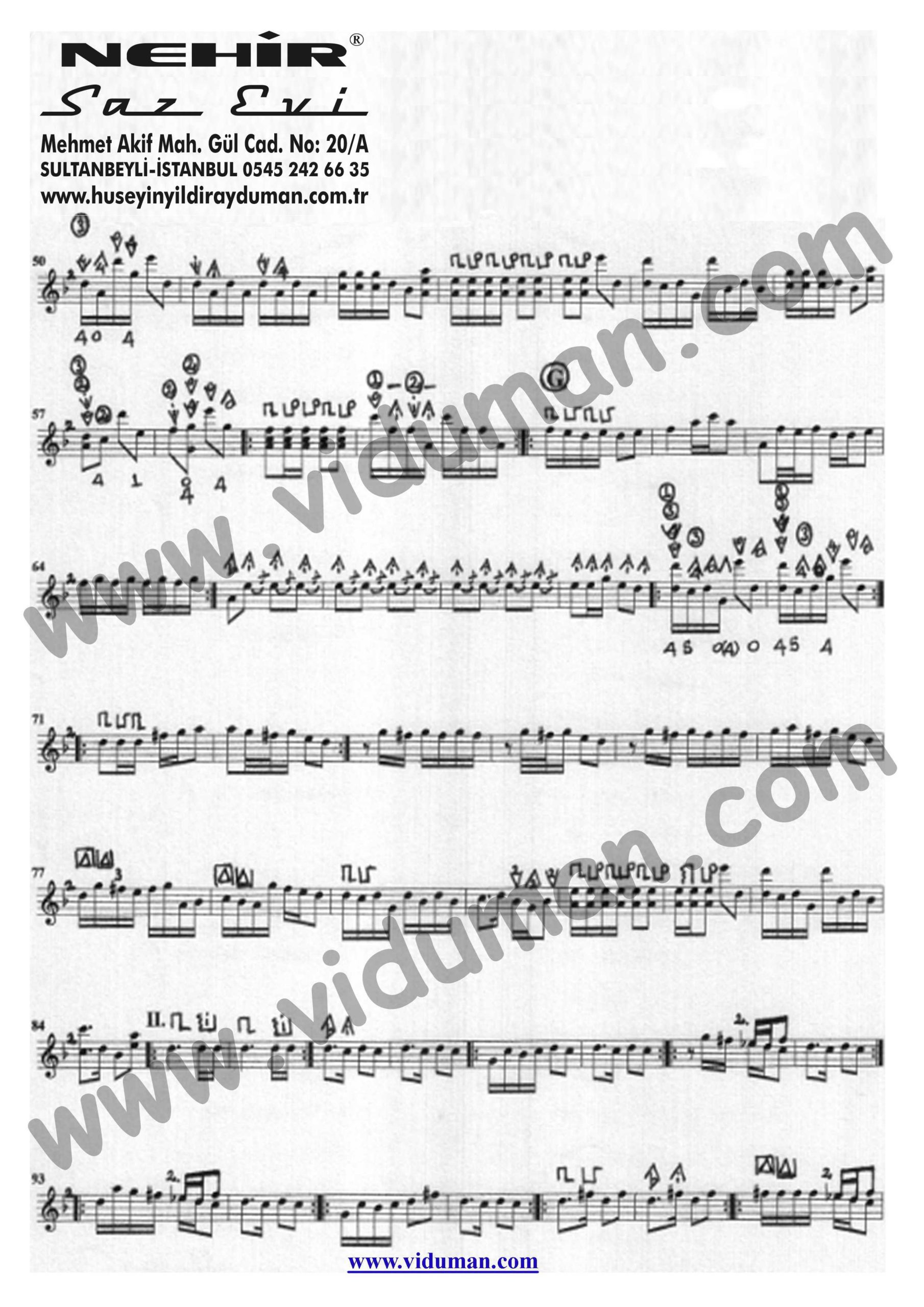 Sekeroglan (Selpe) 2-Baglama-Saz-Turku-Notalari