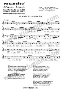 Su Benim Divane Gonlum-Baglama-Saz-Turku-Notalari