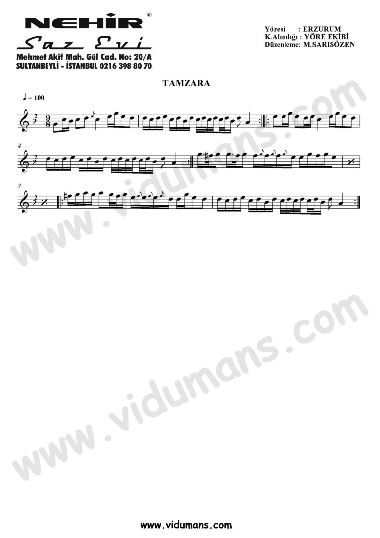 Tamzara-Baglama-Saz-Turku-Notalari