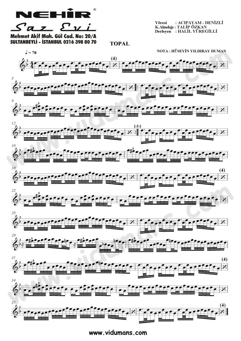 Topal-Baglama-Saz-Turku-Notalari