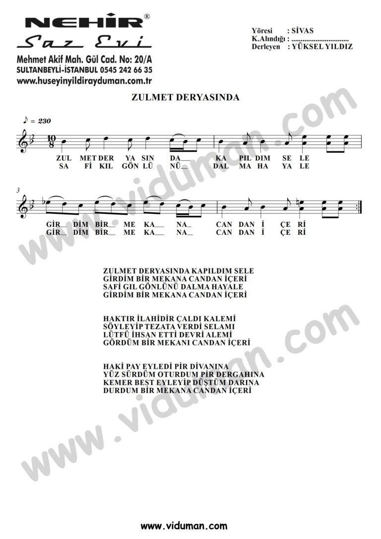 Zulmet Deryasinda-Baglama-Saz-Turku-Notalari