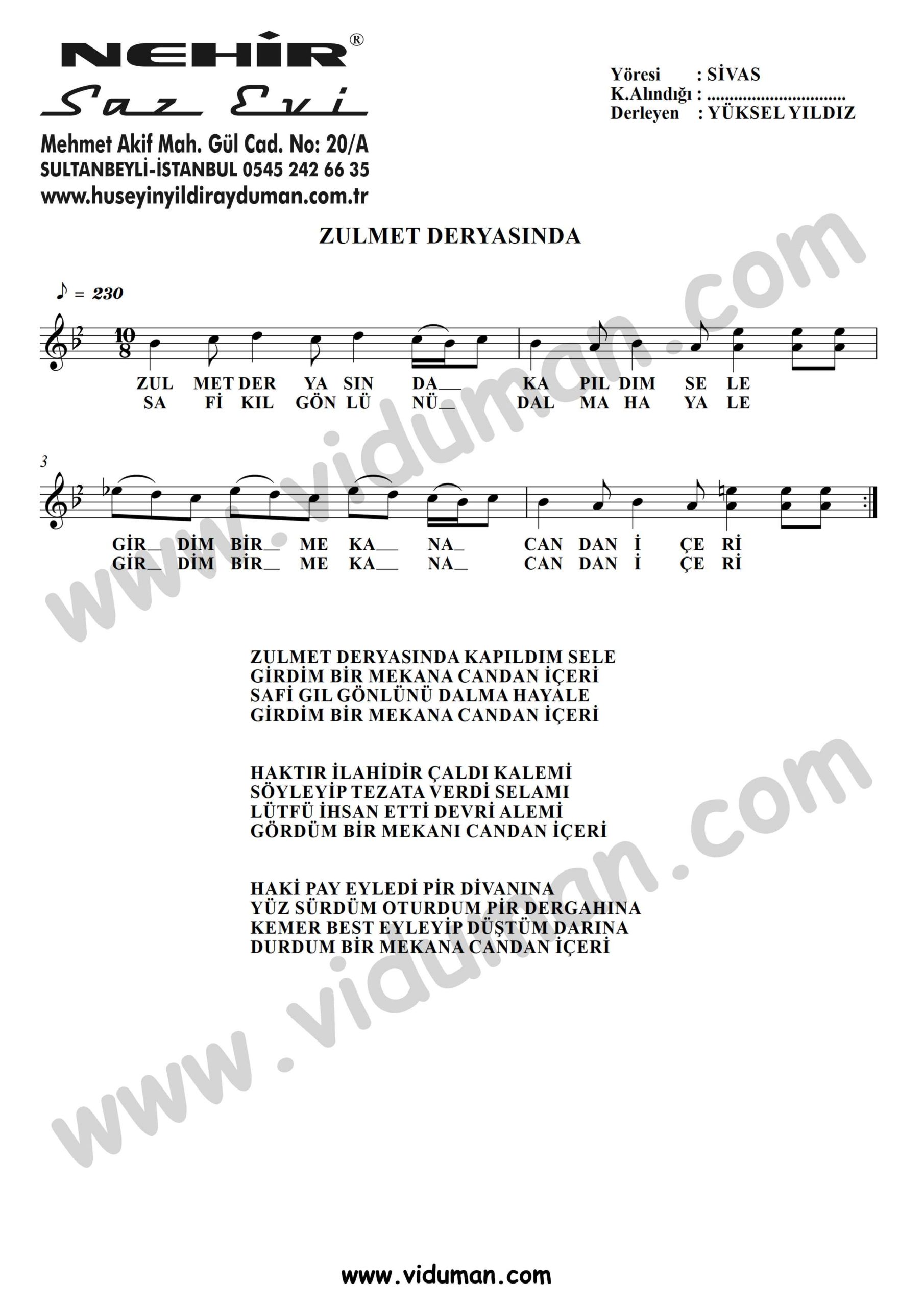 Zulmet Deryasinda-Baglama-Saz-Turku-Notalari