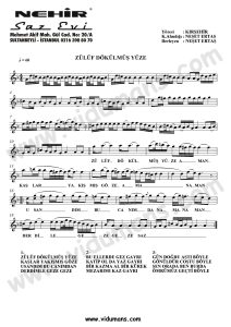 Zuluf Dokulmus Yuze-Baglama-Saz-Turku-Notalari