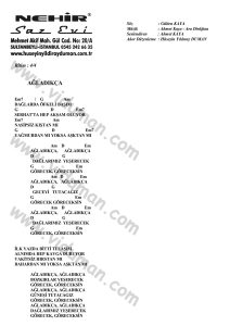 Agladikca-Ahmet Kaya-Ritim Gitar Akorlari