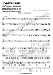 Arka Mahalle-Ahmet Kaya-Baglama-Saz-Turku-Notalari