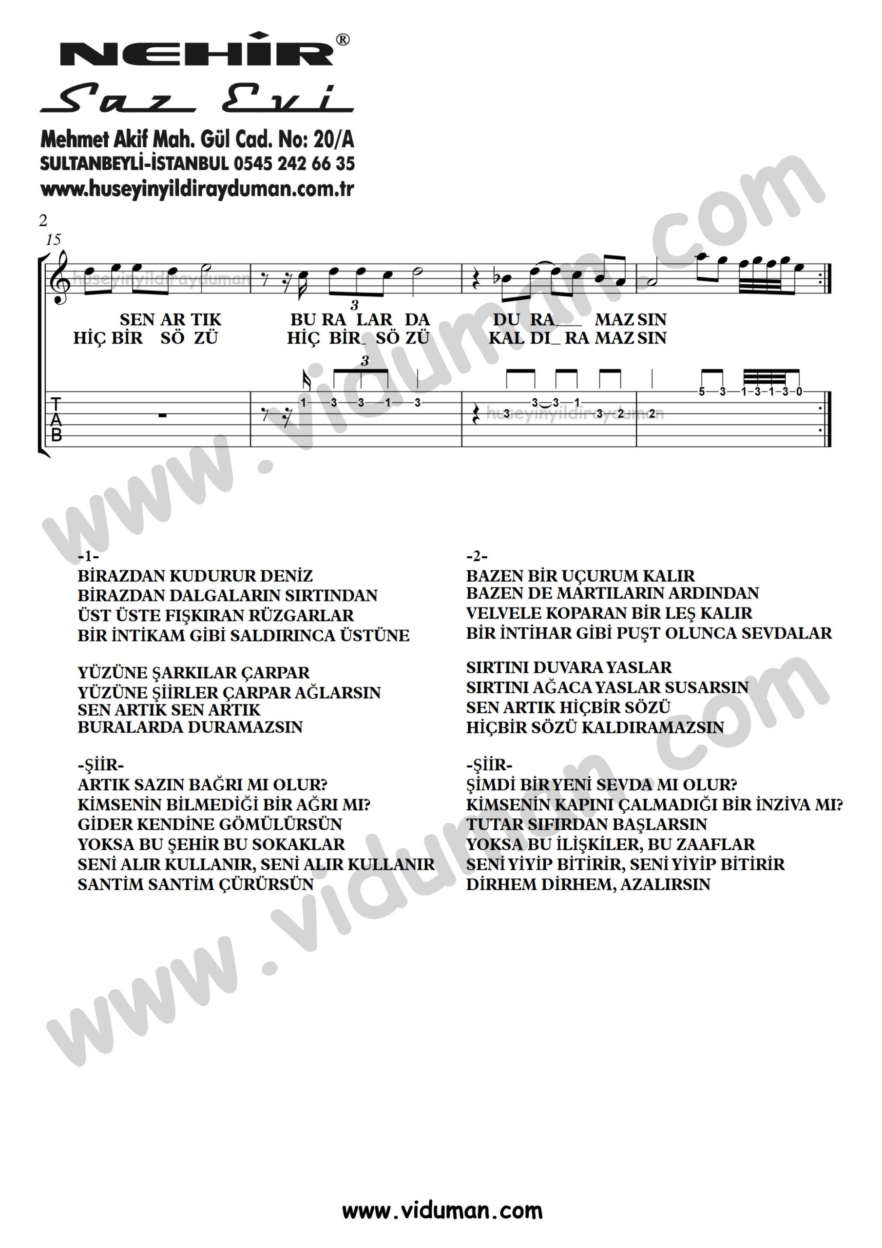Birazdan Kudurur Deniz_2-Ahmet Kaya-Gitar Tab-Solo Notalari