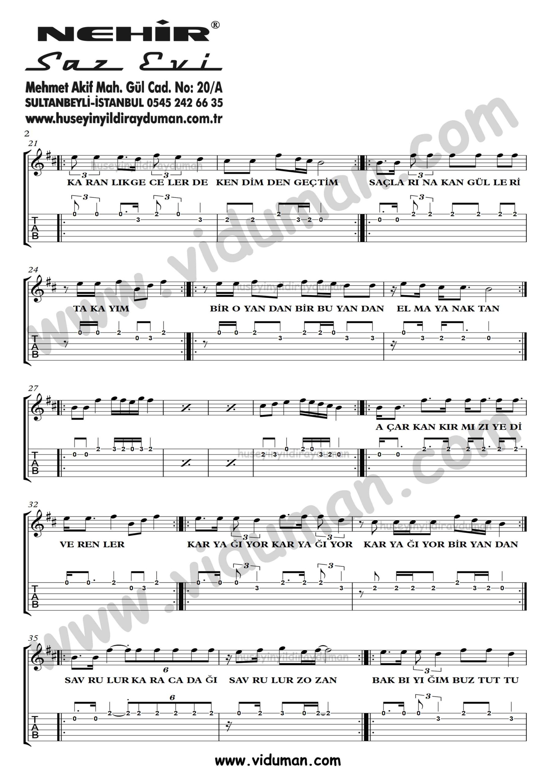 Hasretinden Prangalar Eskittim_2-Ahmet Kaya-Gitar Tab-Solo Notalari